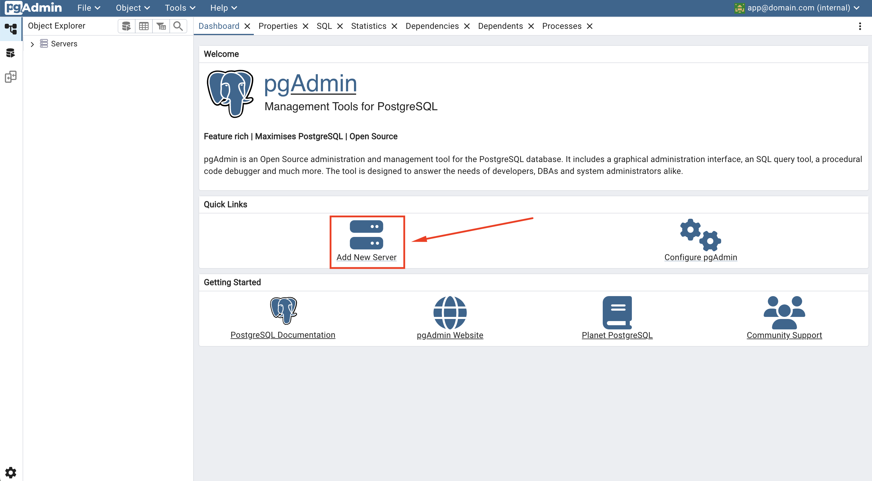 Кнопка Add New Server