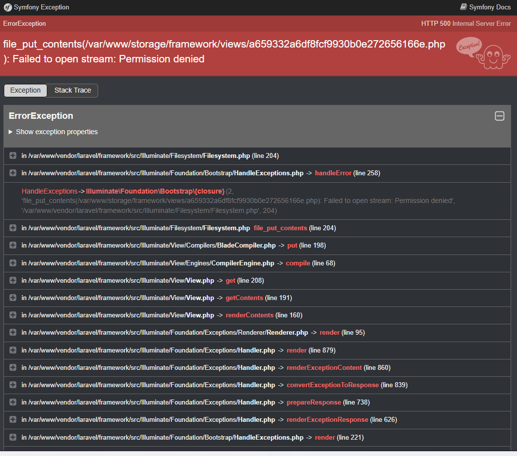Скриншот ошибки file_put_contents